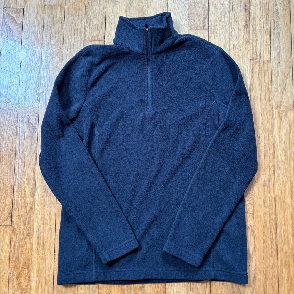 Women’s Lands End Black Quarter-Zip Fleece Pullover Small 6/8 Oeko-Tex